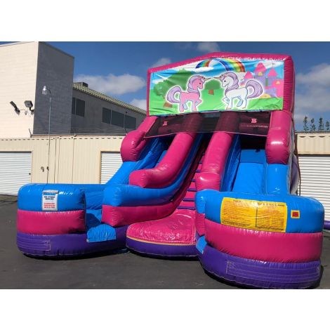 Double Lane Unicorn Dry Slide for rent in San Diego
