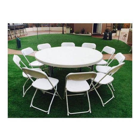 White Round Table with 10 Chairs Package in San Diego