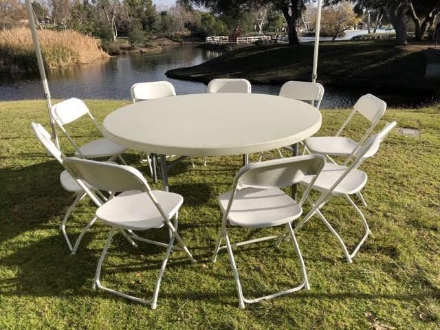 Round Party Table With 9 Chairs Package, Round Party Table